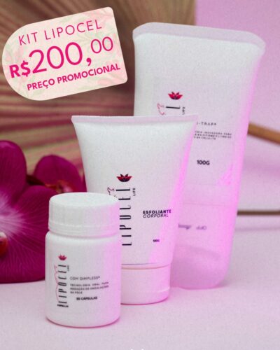 KIT LIPOCELL LIFE - Gel massageador + Composto + Esfoliante (brinde)