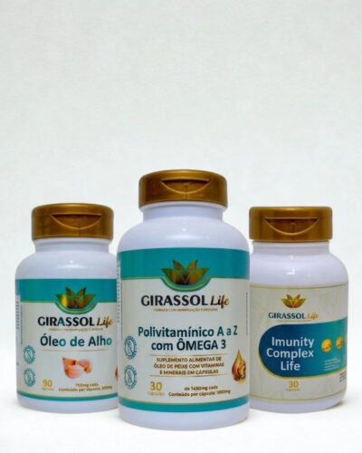 Combo Imunity Complex Life + Óleo de Alho + Polivitamínico A a Z com Ômega 3 Girassol Life | Imunidade e Vitalidade