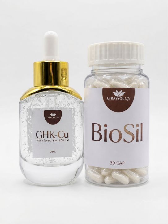 Combo BioSil® + GHK-Cu Sérum Girassol Life | Beleza de Dentro para Fora Combo BioSil® + GHK-Cu Sérum Girassol Life | Beleza de Dentro para Fora