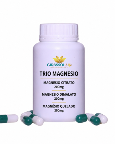 Trio Magnésio Girassol Life – Citrato, Dimalato e Quelado 200mg | 30 Doses